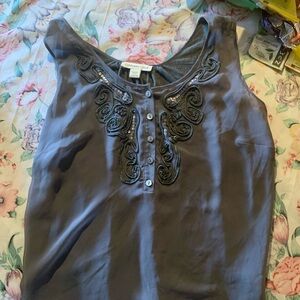 Coldwater Creek Charcoal Gray Velvet Sleeveless Top Size Large